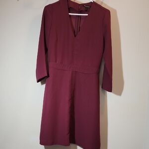 Banana Republic Deep Red Long Sleeve Dress(J17)